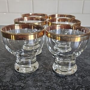 Vintage Libby Elegant Gold Rimmed 3oz Glass Dessert Cups - Set of 6